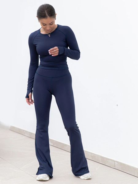 FITNESS / SIŁOWNIA / JOGA dopasowana BLUZKA z długim rękawem navy blue F101