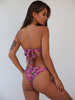 DÓŁ STROJU KĄPIELOWEGO brazyliany wiązane różowy w kwiaty S104 k01