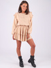 Asymetryczna sukienka falbanki beżowa b210 k01