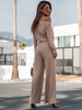 Oversizowy KOMBINEZON z wiskozy opuszczany na ramiona beżowy E41 k01