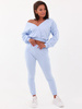 Dres komplet bluza z dekoltem v+spodnie baby blue b139 k01