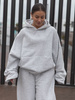 Zestaw dresowy oversize – bluza z kapturem + spodnie barrel | kolor szary melanż