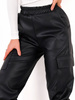 Luźne spodnie bojówki z eko skóry czarne d131 k01