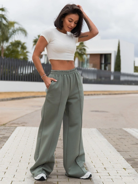 Basic krótki TOP z krótkim rękawem z modalu o fakturze prążka ecru X11 k01