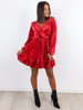 Welurowa sukienka przekładana z falbanami czerwona a268 k01