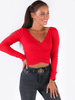 DOPASOWANA BLUZKA PRZEKŁADANA Z PRĄŻKA czerwona B150 k01