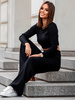 Komplet swetrowy bluzka i szerokie spodnie z wysokim stanem czarny c423 k01