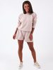 Dresowy kombinezon dekolt v krótkie spodenki beżowy b95 kk01