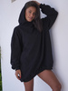 Oversizowa długa dresowa BLUZA z kapturem czarna D413 k01