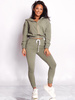 Dres komplet bluza na zamek+spodnie khaki d017 k01