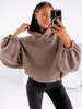 Szeroka luźna BLUZA z kapturem oversize coffee E348 k01