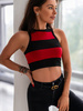 Top krótki bokserka bez rękawów czerwono czarne pasy c450 k01