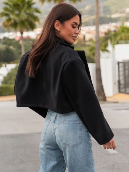 Oversizowa krótka MARYNARKA zapinana na guzik czarna X66