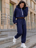 Dresowy bawełniany KOMPLET bluza kangurka z kapturem i spodnie klasyczny krój navy blue X305 k01