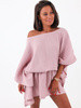 Muślinowa sukienka kimono oversize brudny róż b92 kk01