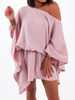 Muślinowa sukienka kimono oversize brudny róż b92 kk01
