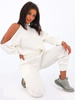 Dres swetrowy komplet bluza odkryte ramiona+spodnie biały b54 k01