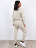 Swetrowy komplet bluza + dopasowane spodnie beżowy t12