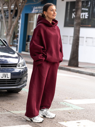 Dresowy ZESTAW: BLUZA z kapturem oversize z raglanowymi rękawami X509 + Bawełniane SPODNIE baggy ze ściągaczami i przeszyciami X510