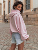 Luźna BLUZA z kapturem oversize szeroka z bawełnianej dresówki niedrapanej od wewnątrz baby pink X150