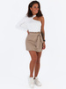 Spódnica ze skóry ekologicznej beżowa c136 k01