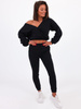 Dres komplet bluza z dekoltem v+spodnie czarny b139 k01