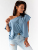 Luźna bawełniana bluzka oversize blue D156 k01