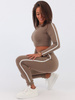 Dresowy komplet z lampasem top+spodnie cappuccino b55 k01