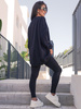Bawełniany KOMPLET bluza oversize długa z dresu i legginsy z prążka czarny D430 k01