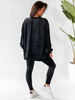 KOMPLET welurowy oversizowa dłuższa bluza i legginsy z wysokim stanem czarny D165 k01