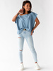 Luźna bawełniana bluzka oversize blue D156 k01