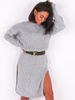 Sweter midi sukienka z rozporkami po bokach szary k07