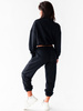 KOMPLET dresowy bawełniany krótka bluza i spodnie z niskim stanem czarny D161 k01