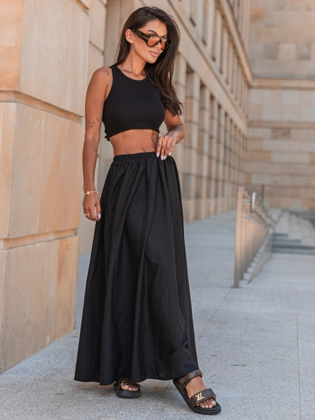 ZESTAW na lato: krótki TOP na ramiączkach z wiskozy X214 + maxi SPÓDNICA z lnu X252