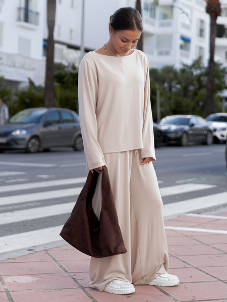 Zamszowa TOREBKA na ramię brązowa F108