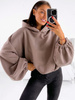 Szeroka luźna BLUZA z kapturem oversize coffee E348 k01
