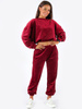 LUŹNY WELUROWY DRES KOMPLET BLUZA+SPODNIE bordowy B175 k01