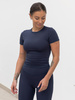 FITNESS / SIŁOWNIA / JOGA dopasowana BLUZKA z krótkim rękawem navy blue F100