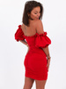 Bawełniana mini sukienka z bufkami czerwona b140 k01