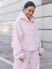 Oversizowa bawełniana BLUZA kangurka z kapturem z prostym ściągaczem z dresu drapanego baby pink X511