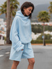 Dresowe bawełniane SPODENKI SZORTY dłuższe baggy baby blue X50 k01