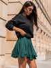 Rozkloszowana mini SPÓDNICA z asymetrycznym dołem zielona X312
