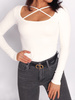 Bluzka z elastycznej dzianiny z dekoltem ecru d021 k01