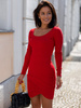 Bawełniana sukienka kopertowy dół z prążka czerwona c331 k01