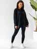 KOMPLET welurowy oversizowa dłuższa bluza i legginsy z wysokim stanem czarny D165 k01