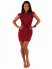 Elegancka sukienka długość mini z falbankami bordowa c339 k01