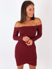 Dresowa sukienka opuszczana na ramiona bordowa b8 kk01