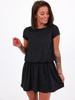 Zwiewna sukienka na krótki rękaw oversize czarna b123 kk01