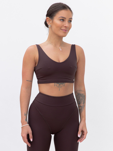 FITNESS / SIŁOWNIA / JOGA krótka BLUZKA – stanik sportowy na ramiączkach czekoladowa F105