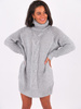 Sweter sukienka z golfem oversize szary k06